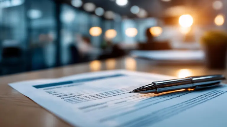 Close up of a printed rental lease agreement form lying flat on a bright