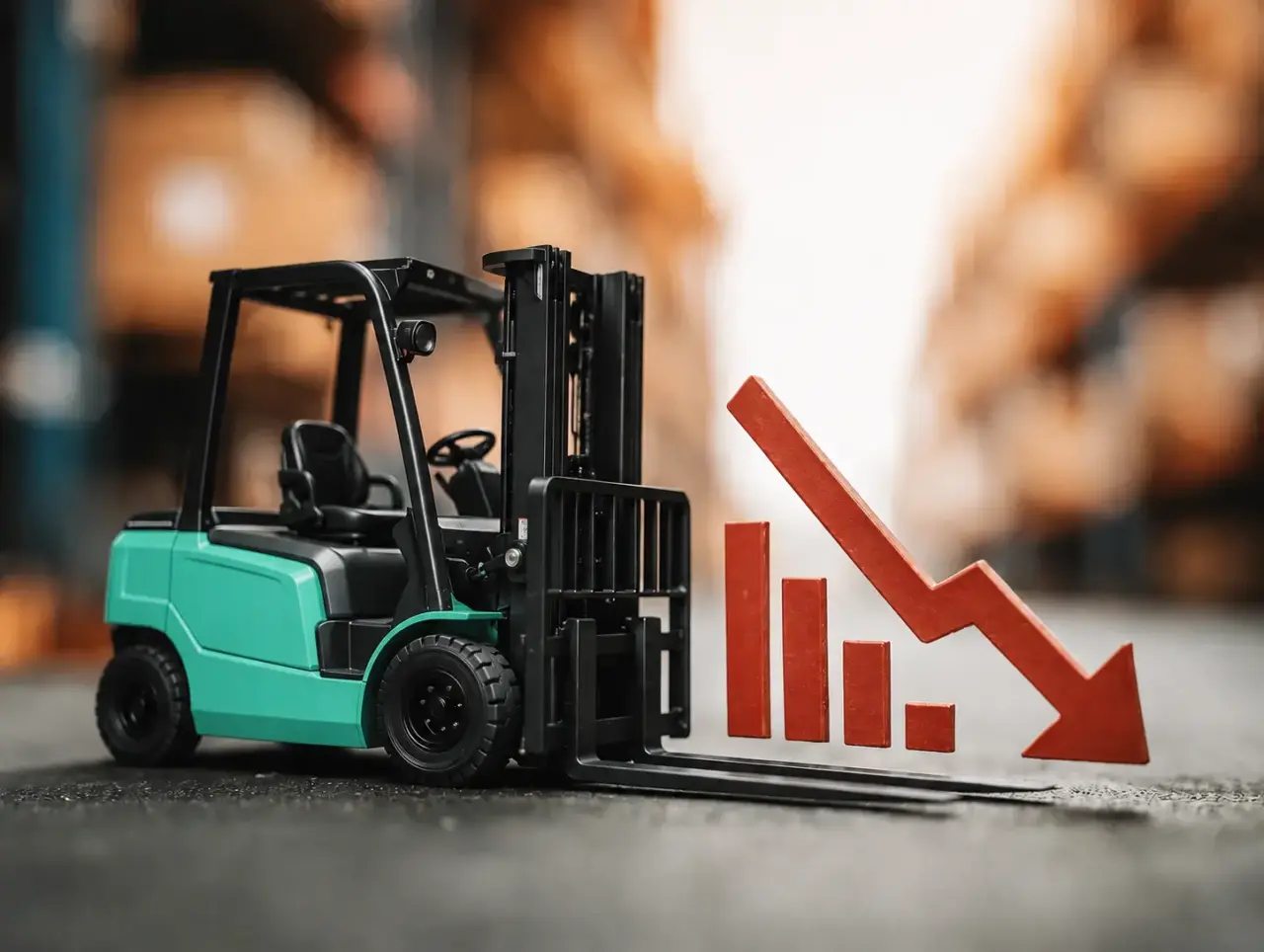 Verminderde productivtiteit près de un chariot élévateur
